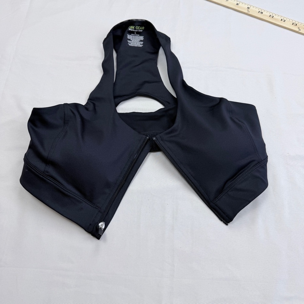 Tek Gear Black Zip-Front Sports Bra - Picture 3 of 9